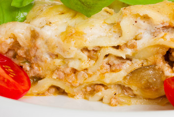 Cross section of lasagna close up