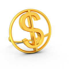 3d text gold dollar icon
