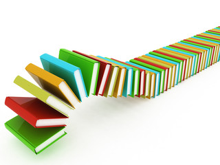 colorful real books on white background