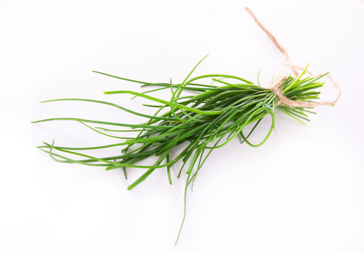 Fresh chive on white background