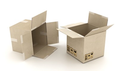 two cardboard boxes B3-d visualization