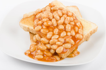 Beans on Toast - Toasted bread slices topped with baked beans.