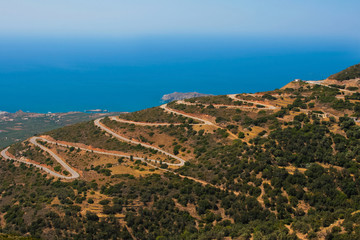 Dangerous serpentine in mountains at Crete, Greece