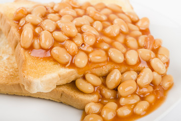 Beans on Toast - Toasted bread slices topped with baked beans.