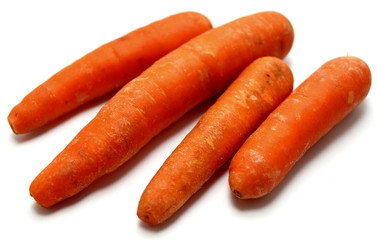 fresh carrots on white background