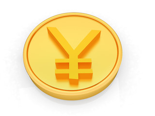 Gold coin with yen sign