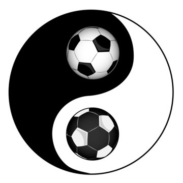 Football. Philosophy football. Yin yan symbol of harmony and bal