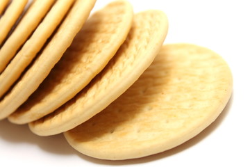 Close up delicious biscuit on white background