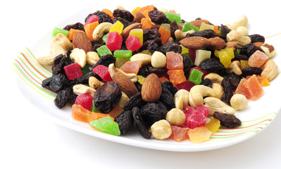 dried fruits and nuts on a plate