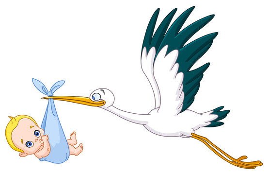 Stork and baby boy