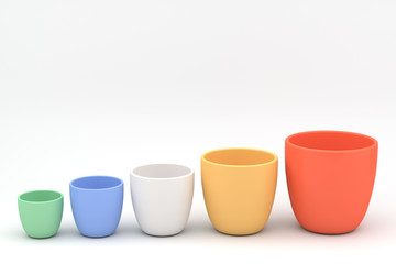 Various color ceramics flowerpot set, rendered models
