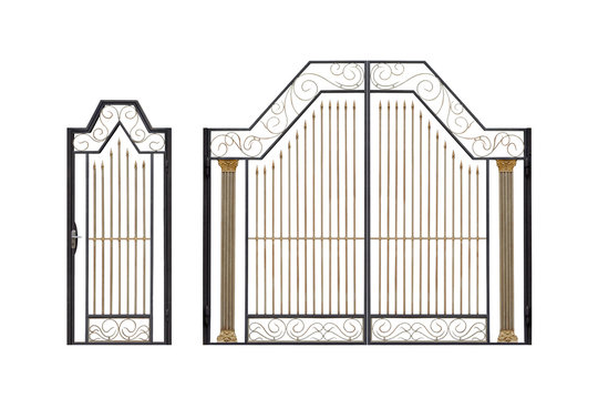 Modern light  forged  decorative gates and wicket.