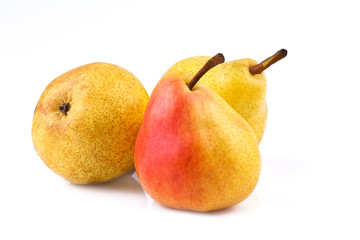 fresh pears on white background