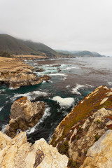 Coast of Big Sur with rocks and vegetation. California. USA.