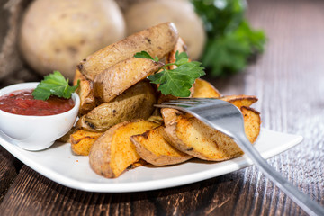 Portion of fresh made Potato Wedges