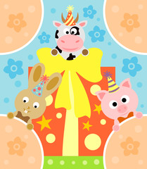 Fototapeta premium Cartoon background with funny animals