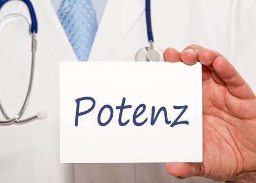 Potenz - Arzt mit Schild