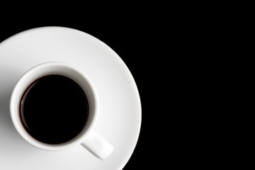 black coffee in a corner with space for text