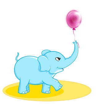 Cute elephant with ballon
