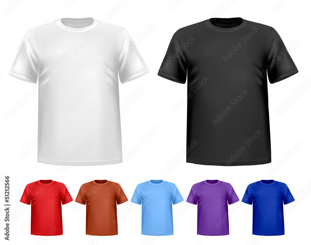 Wall mural black and white and color men polo t-shirts. design template. ve