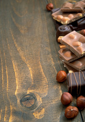 variety of chocolate with copy space