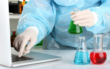 Fototapeta premium Scientist entering data