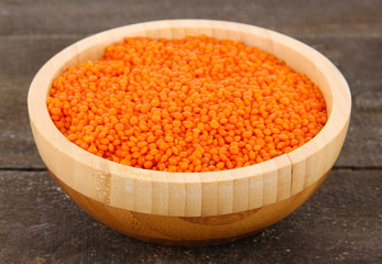 Beans in bowl on wooden background