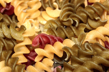 Close Up of Uncooked Multicolored Pasta