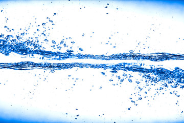 Clean water and water bubbles in blue