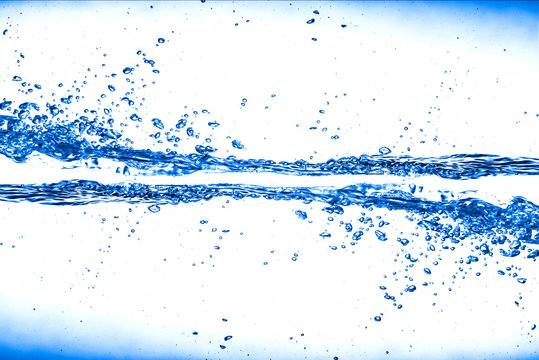 Clean water and water bubbles in blue