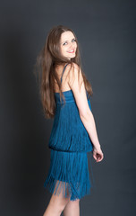 Fototapeta premium girl in a blue dress