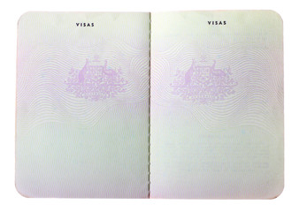 Blank old Australian passport pages