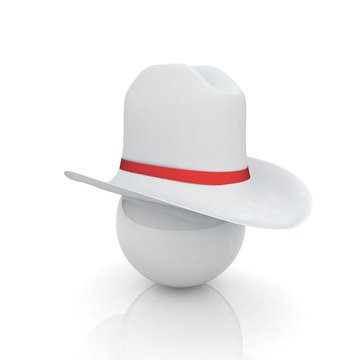 3d white hats on white ball. Sapport icon