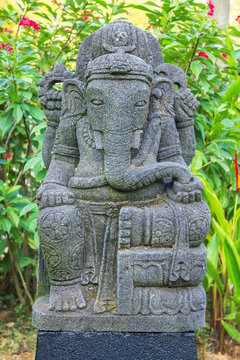 Stone sculpture of indian god ganesh
