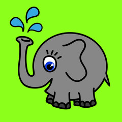 Funny elephant round, vector illustration