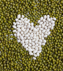 a heart made from dried beans