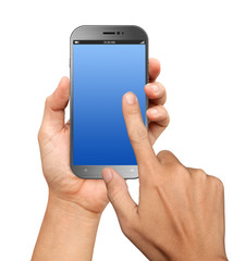 Hand holding A Big Screen Smartphone with blank screen