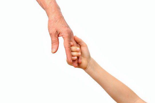 Grandmother and grandchild holding hands