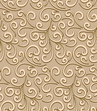 Abstract floral swirls, seamless pattern