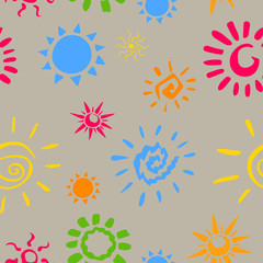 Vector Illustration of an Abstract Background with Suns