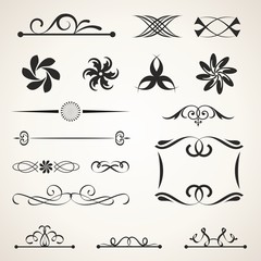 Calligraphic set. Page decoration elements.