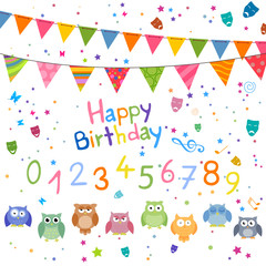 Vector Illustration of Decorative Birthday Elements