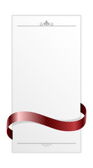 card with red ribbon