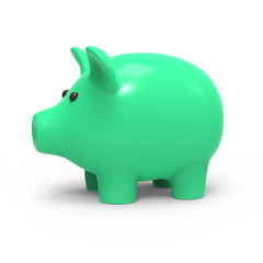Green piggy bank side view