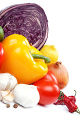 Healthy food. Fresh vegetables on a white background.