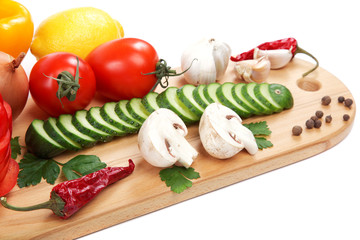Set fresh vegetables isolated on white background.