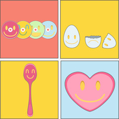 collection of CD, spoon, heart and egg. Vector design
