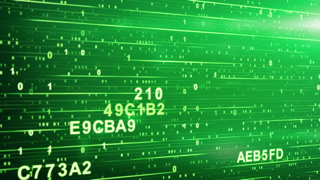 green digital code animation