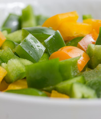 fresh cut paprika cubes