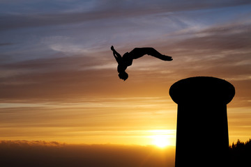 backflip in sunset
